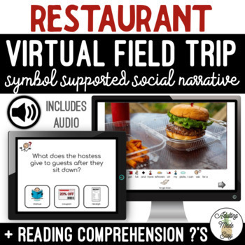 Preview of Restaurant Virtual Field Trip Social Narrative & Comprehension Google Slides SS