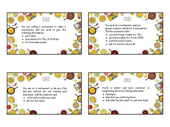 Preview of Restaurant and Food: 30 Situational Cards