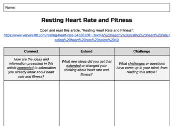 Preview of Resting Heart Rate & Fitness - Guided Reading - Connect-Extend-Challenge