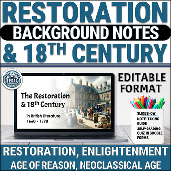 Preview of Restoration - Enlightenment - Background Notes & Quiz - British Literature