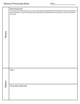 Preview of Restorative Behavior Processing Sheet for Grades 2-8