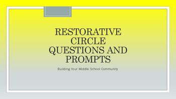 Preview of Restorative Circle Questions and Prompts: Building Your Middle School Community