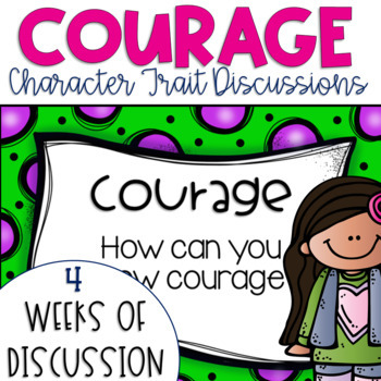 Preview of Daily Character Trait Discussions and Restorative Circles on Courage Editable