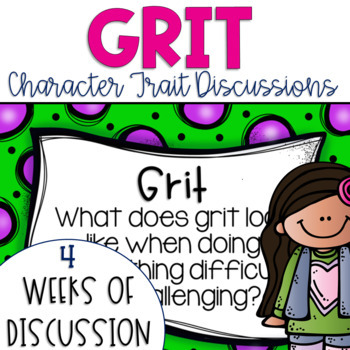 Preview of Daily Character Trait Discussions and Restorative Circles on Grit Editable