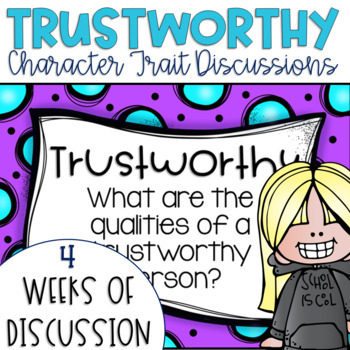 Preview of Daily Character Trait Discussions and Restorative Circle on Trustworthy Editable