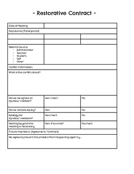 Preview of Restorative Contract Template