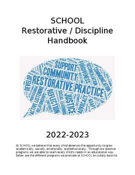 Preview of Restorative / Discipline Handbook (editable and fillable resource)