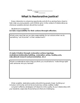 Preview of Restorative Justice 101 Packet