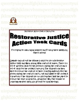 Preview of Restorative Justice Action Task Cards