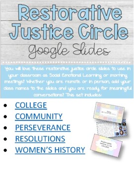 Preview of Restorative Justice Circle Slides | SEL- GOOGLE SLIDES