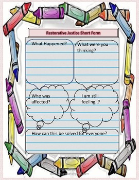 restorative justice classroom sheets by quick witted owl lesson plans