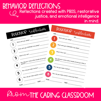 Preview of Restorative Justice Expectation / Reflection Sheet *editable*