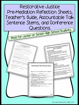 restorative justice guide and reflection sheets middlehigh school