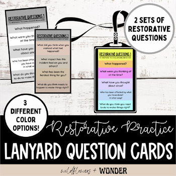 Preview of Restorative Practice Questions | Lanyard | Restorative Circle