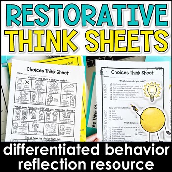Preview of Restorative Practices Behavior Reflection Sheet Behavior Management Tool