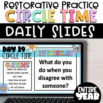 Preview of Restorative Practices Circle Time Daily Discussion Slides| Morning Meeting