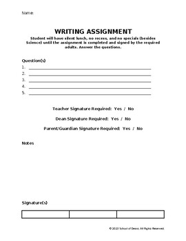 Preview of Restorative Writing Assignments for Elementary Students