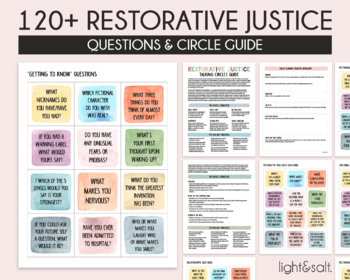 Preview of Restorative circle questions and prompts for school counselor, therapy worksheet