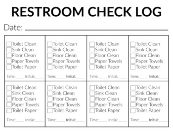 Preview of Restroom Monitoring and Cleaning Log