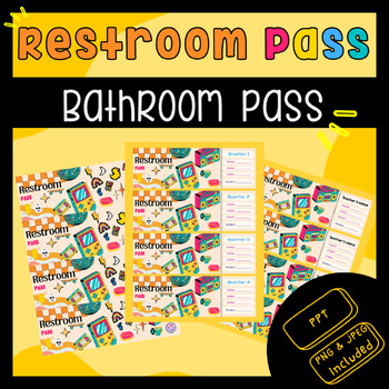 Preview of Restroom Pass | Retro Bathroom Pass | Cute Restroom Pass