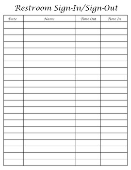 Preview of Restroom Sign-In Sign-Out Sheet
