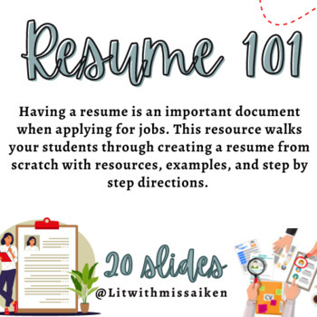 Preview of Resume 101: Teach Your Students How to Create a Useful Resume 