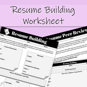 Preview of Resume Building Worksheet (Distance Learning Friendly)