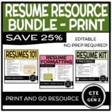 Resume Bundle Unit - PRINT Lessons - No Prep, Print and Go
