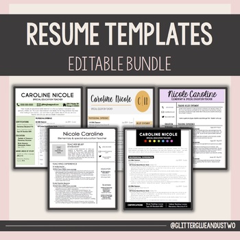 Preview of Resume & Cover Letter- EDITABLE TEMPLATE BUNDLE
