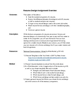 Preview of Resume Design Project & Lesson Plans