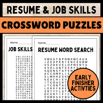 Preview of Resume & Job Skills Wordsearch: Early Finisher Activity