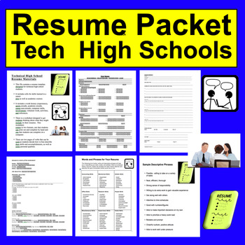 Preview of Resume Packet for Technical High School Students