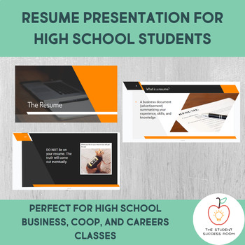 Preview of Editable Resume PowerPoint Presentation for High School Students