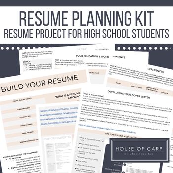 Preview of Resume Project for Middle School High School