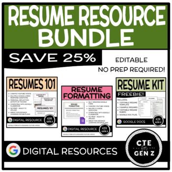 Preview of Resume Resource BUNDLE - Complete Unit - Google Classroom Compatible