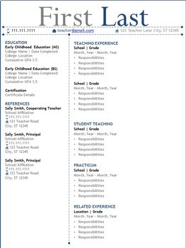 Preview of Resume Template