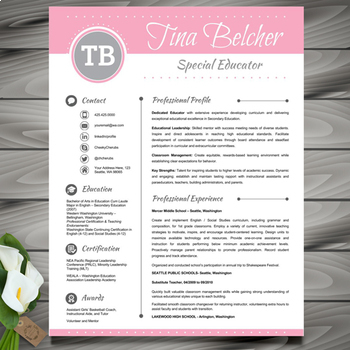 Preview of Resume Template + Cover Letter and Reference - EDITABLE (Pink + Light Gray)