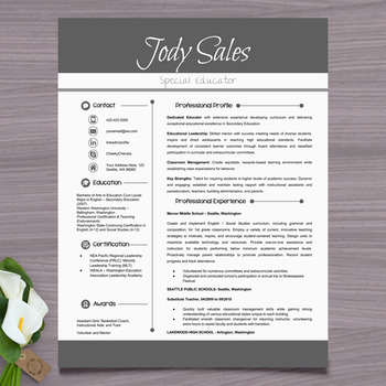 Preview of Resume Template + Cover Letter and References (Gray) - PowerPoint EDITABLE