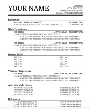Preview of Resume Template (Google Docs)