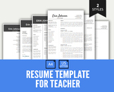 Teacher Resume Template Google Docs, Editable Resume Teacher with Cover Letter