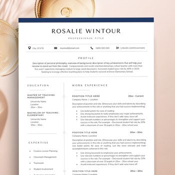 Preview of Resume Template MS Word & Apple Pages + Cover Letter, Teacher Resume Template