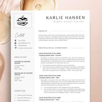 Preview of Resume Template, Teacher Resume Template + Resume Writing Guide