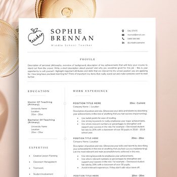 Preview of Resume Template Teacher, Resume Template for Google Docs, 3 Page Resume