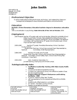 Preview of Resume Template! The PERFECT way to present yourself! Elementary Middle High