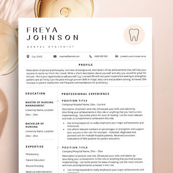 Preview of Resume Template for Dentists, Dental Assistant Resume, Dental Resume Examples