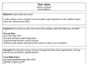 Preview of Resume Template for High School Students Google Doc with Lecture Presentation