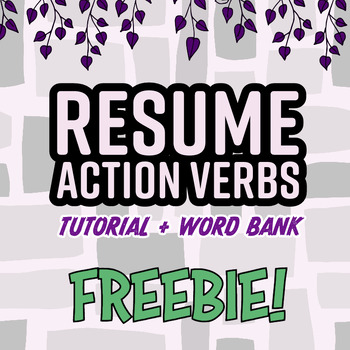 Preview of Resume Verbs Word Bank and Writing Tutorial