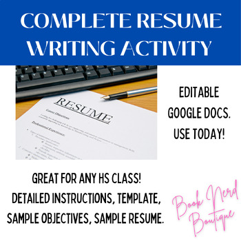 Preview of Resume Writing Activity for High Schoolers