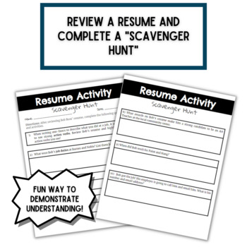 resume writing activities