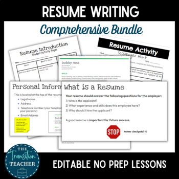 Preview of Resume Writing | Practice Activities + Lecture | Growing Bundle